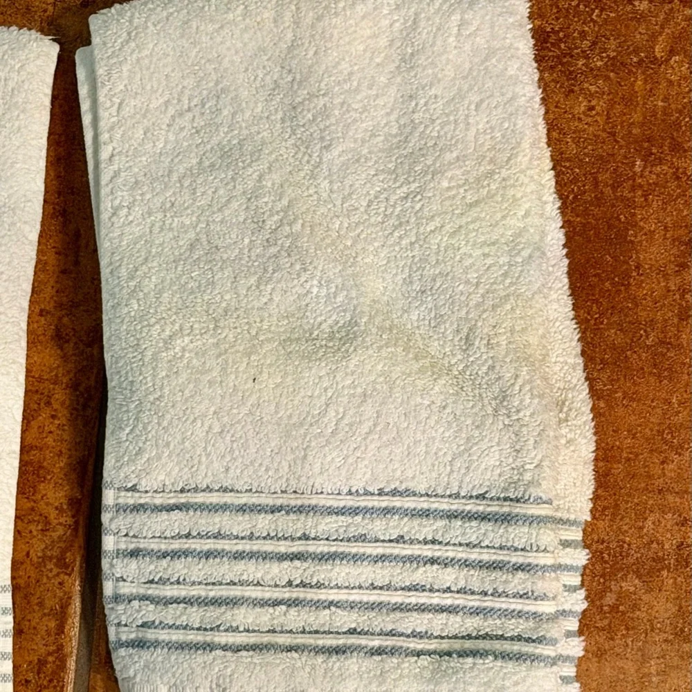 Hotel Collection 4 Piece Bathroom Towel Set 100% Cotton White Blue Stripe